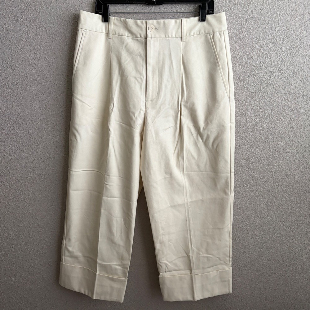 Lauren Ralph Lauren Cream Cotton Stretch Cuffed Ankle Chino Trouser Pants 14